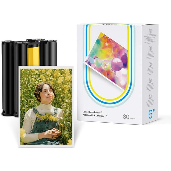 Liene Amber 4x6 Photo Printer Paper 80 Sheets & 2 Ink Cartridges Refill