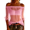 thumbnail image 3 of Bovxnpu Womens Off the Shoulder Tops Off Shoulder Blouse Chiffon Casual Fashion Trendy Tops Summer Tops, 3 of 9