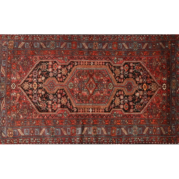 Ahgly Company Machine Washable Indoor Rectangle Traditional Sienna Brown Area Rugs, 7' x 9'