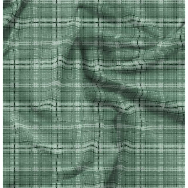 Soimoi Modal Satin Fabric Plaid Check Print Fabric by The Yard 42 Inch Wide