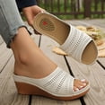 thumbnail image 3 of Rokment Womens Orthopedic Platform Wedges High Heels Slides Sandals with Massage Sole 2026 Beach Summer Comfortable Hollow out Leather Arch Support Walking Slip on Dressy Shoes Beige Size 6, 3 of 8