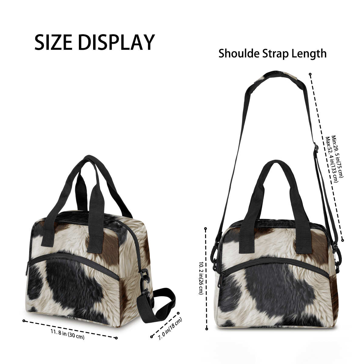 Herdesigns Brown Cow Insulated Lunch Bag for Women Men Adults Large Reusable Lunch Box Leakproof Portable Cooler Tote Bags with Adjustable Shoulder Strap