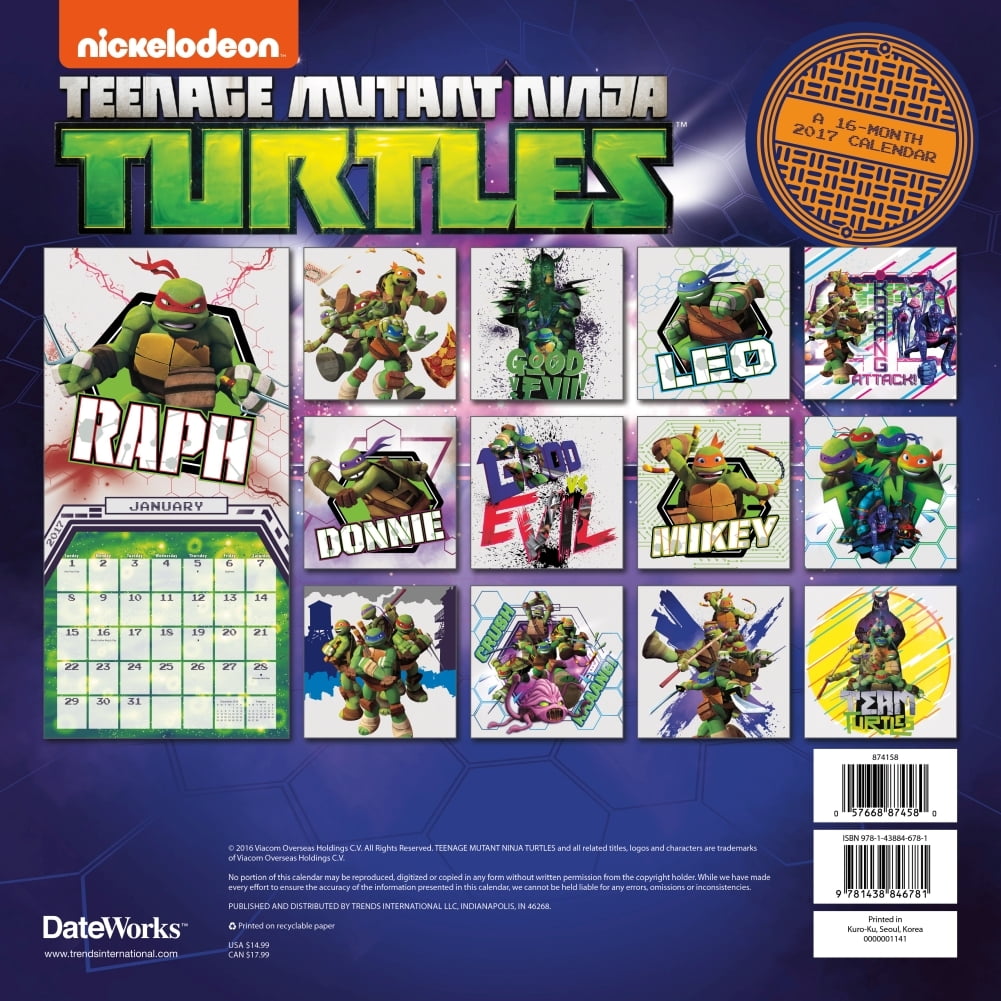 Teenage Mutant Ninja Turtles Wall Calendar - Walmart.com
