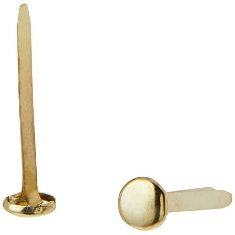 Solid Brass-Plated Round-Head Fasteners, 3/4, Pack Of 100