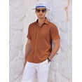 thumbnail image 3 of COOFANDY Mens Short Sleeve Button Down Shirts Beach Wedding Linen Shirt Loose Fit Camp Tops, 3 of 6