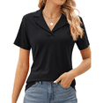 thumbnail image 1 of Camisas de Mujer con Cuello de Solapa, Cuello en V, Blusa de Corta, Blusa Informal Elegante. Negro S, 1 of 9