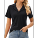 thumbnail image 1 of Camisas de Mujer con Cuello de Solapa, Cuello en V, Blusa de Corta, Blusa Informal Elegante. Negro S, 1 of 9