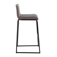 thumbnail image 2 of Mason Mara 30" Contemporary Fixed-Height Barstool in Black Metal, Walnut Wood and Grey Faux Leather by LumiSource - Set of 2, 2 of 4