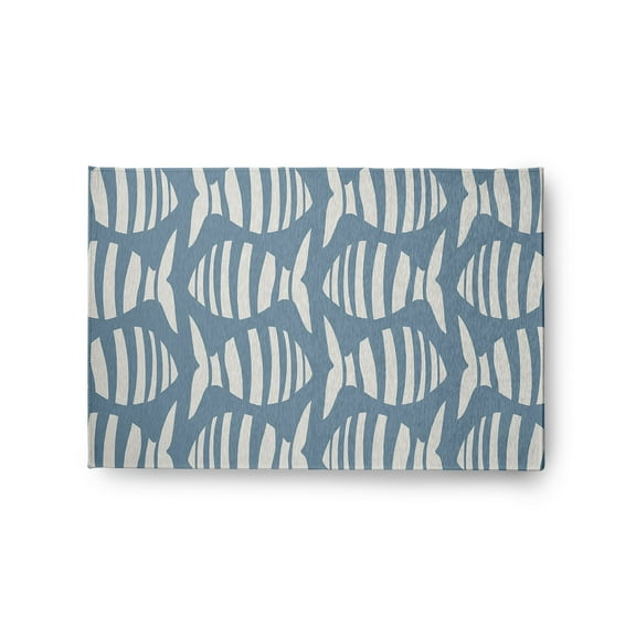 Simply Daisy 2' x 3' Swimming School Nautical Chenille Rug, Dusty Smoke