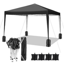 COBIZI 10x10 Ez Pop Up Canopy Tent, Commercial Instant Gazebo Tents for Parties, Waterproof Adjustable Outdoor Patio Backyard Canopy Party Tent,Black