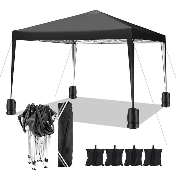 COBIZI 10x10 Ez Pop Up Canopy Tent, Commercial Instant Gazebo Tents for Parties, Waterproof Adjustable Outdoor Patio Backyard Canopy Party Tent,Black