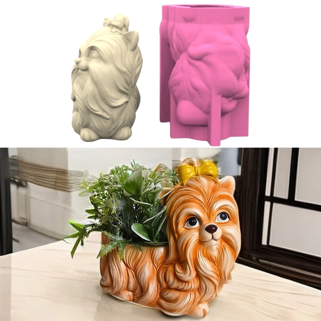 WINDLAND Pen Holder Moulds Dog Shape Epoxy Resin Molds Silicone Moulds Concrete Casting Molds for Making Decorative Flower Pots
