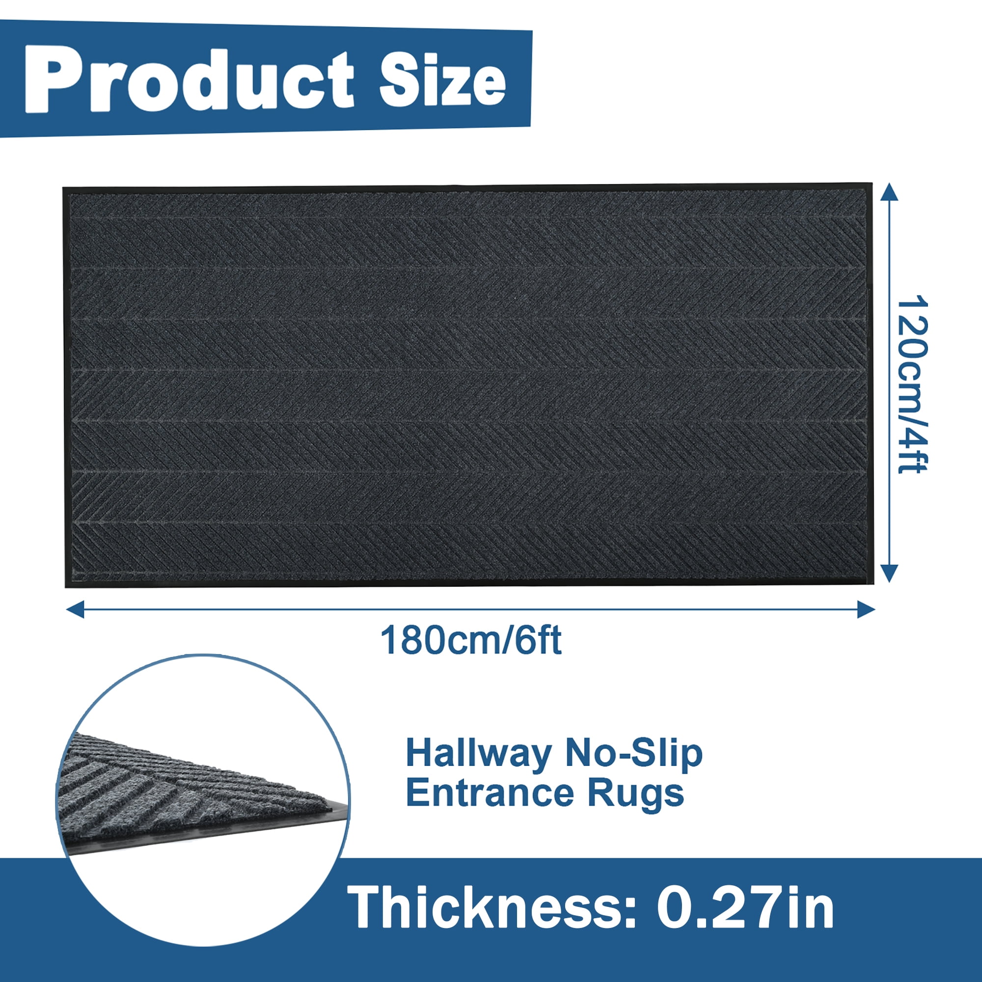 OVYEOFR 4' x 6' Commercial Front Door Mat, Non Slip Entrance Doormat Indoor Outdoor Carpet Door Mat, Commercial Doormat for Home Office Hotel, Grey