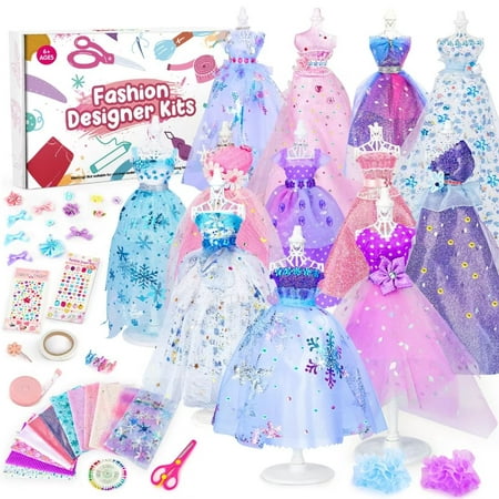Sanlebi Fashion Designer Kits for Girls, Arts and Crafts Sewing kit with 3 Mannequins, Teen Girls Childs Birthday Gift for Age 6 7 8 9 10 11 12+