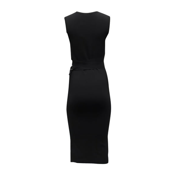 Pre-Owned Michael Kors Belt Tie Stretch Dress in Black Viscose