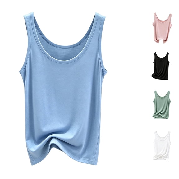 Antinious Women Round Neck Sleeveless Soft Solid Pajama Tank Tops Loungewear Soft Breathable