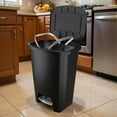 thumbnail image 3 of 80 Quarts / 20 Gallon Step-On Kitchen Trash Can with Foot Pedal, Black Plastic Garbage Bin, 3 of 6