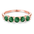 thumbnail image 3 of Gem Stone King 1.50 Ct Round Green Nano Emerald 18K Rose Gold Plated Silver Ring, 3 of 6