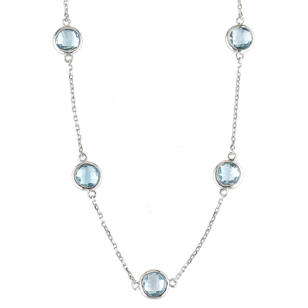 Silver Blue Topaz Necklace (18 