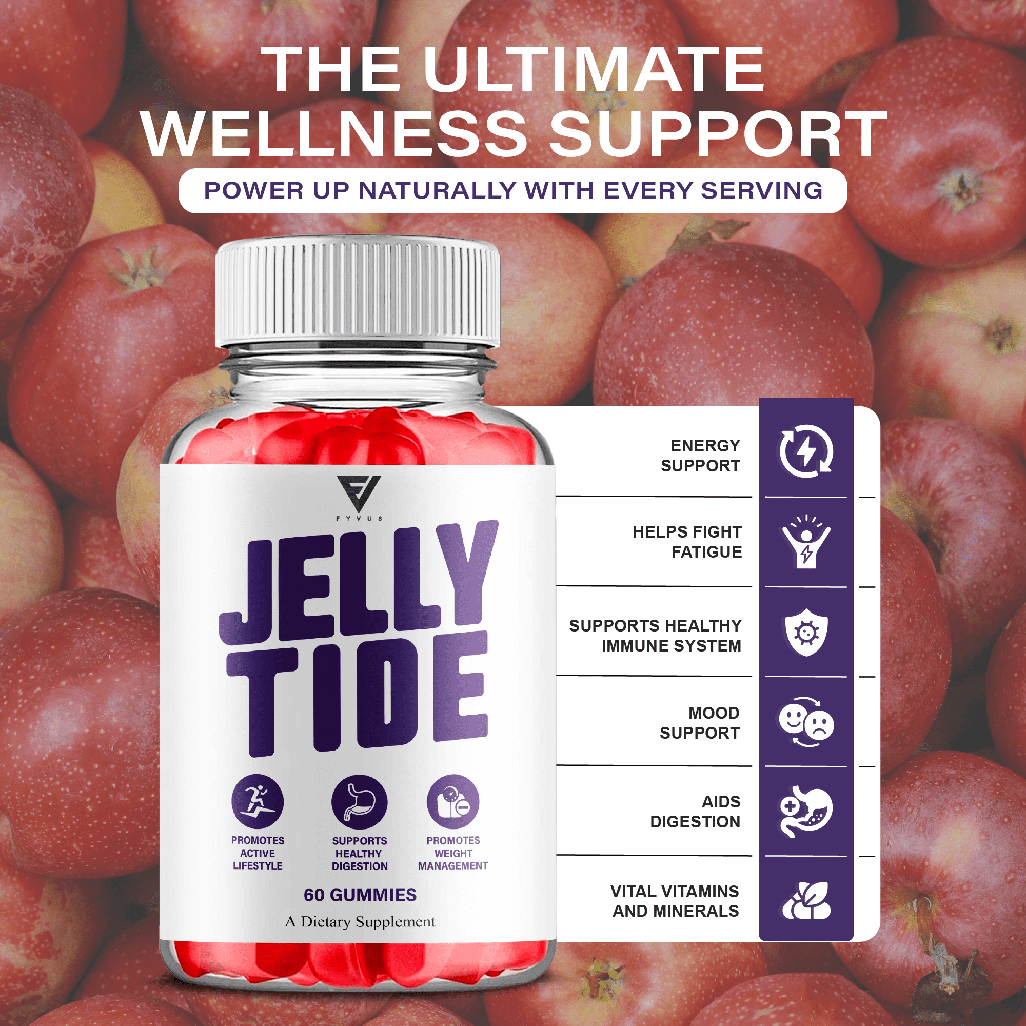 (3 Pack) Jelly Tide Gummies, Jelly Tide Weight Management Support (180 Gummies)