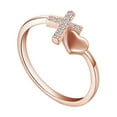 thumbnail image 2 of AFFY Round White CZ Cross Heart Bypass Womens Promise Ring 14k Rose Gold Over 925 Sterling Silver, 2 of 4