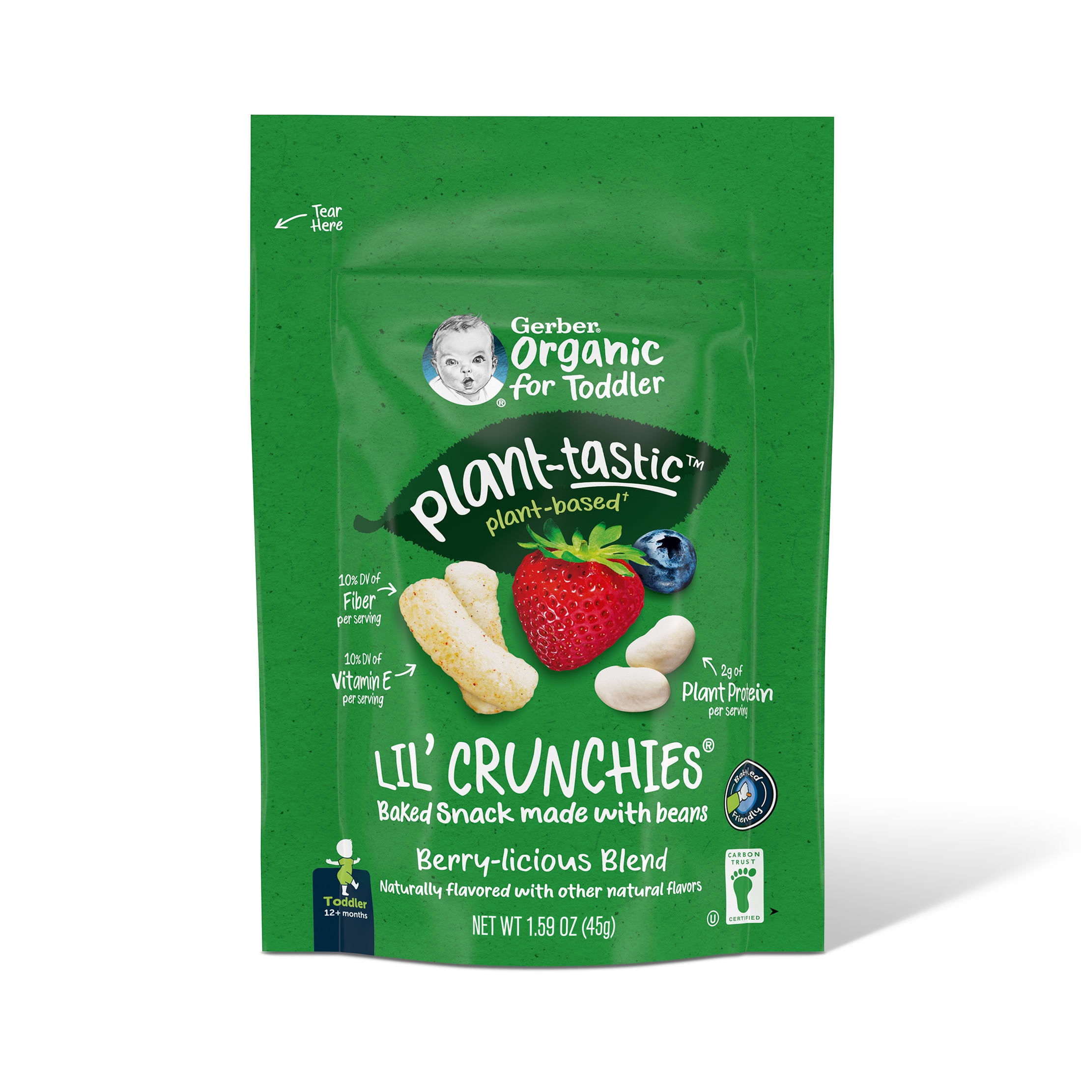 Gerber Toddler Baby Snacks, Organic Lil Crunchies, Berry-licious Blend, 1.59 Ounce 1.59 oz