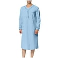 thumbnail image 1 of XDZJLR Men Shirts Muslim Arabia Long Sleeve Pocket Loose Robe Solid Pocket Tops, 1 of 7