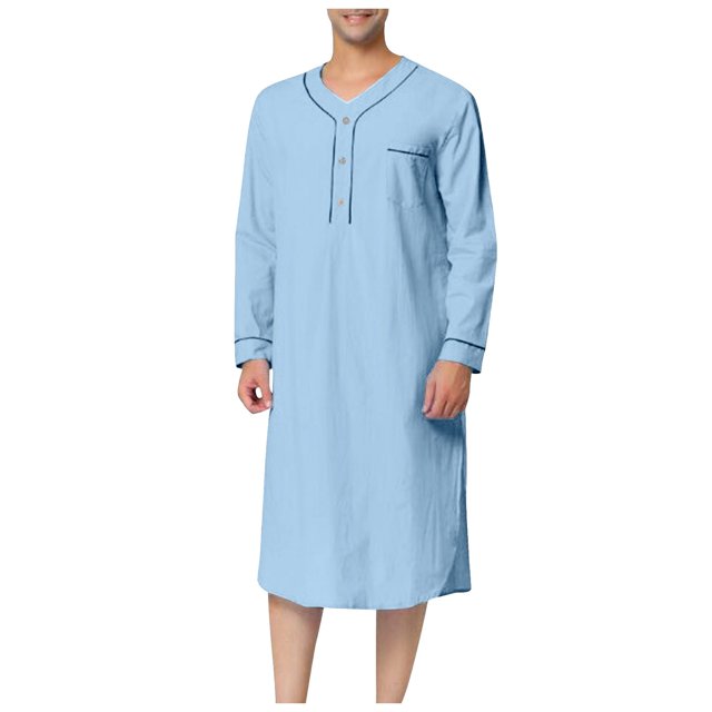XDZJLR Men Shirts Muslim Arabia Long Sleeve Pocket Loose Robe Solid Pocket Tops