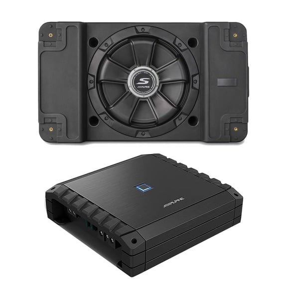 Alpine S2-A60M S-Series Class-D Amp & SS-SB12 Single 12” S-Series Shallow Preloaded Subwoofer Enclosure