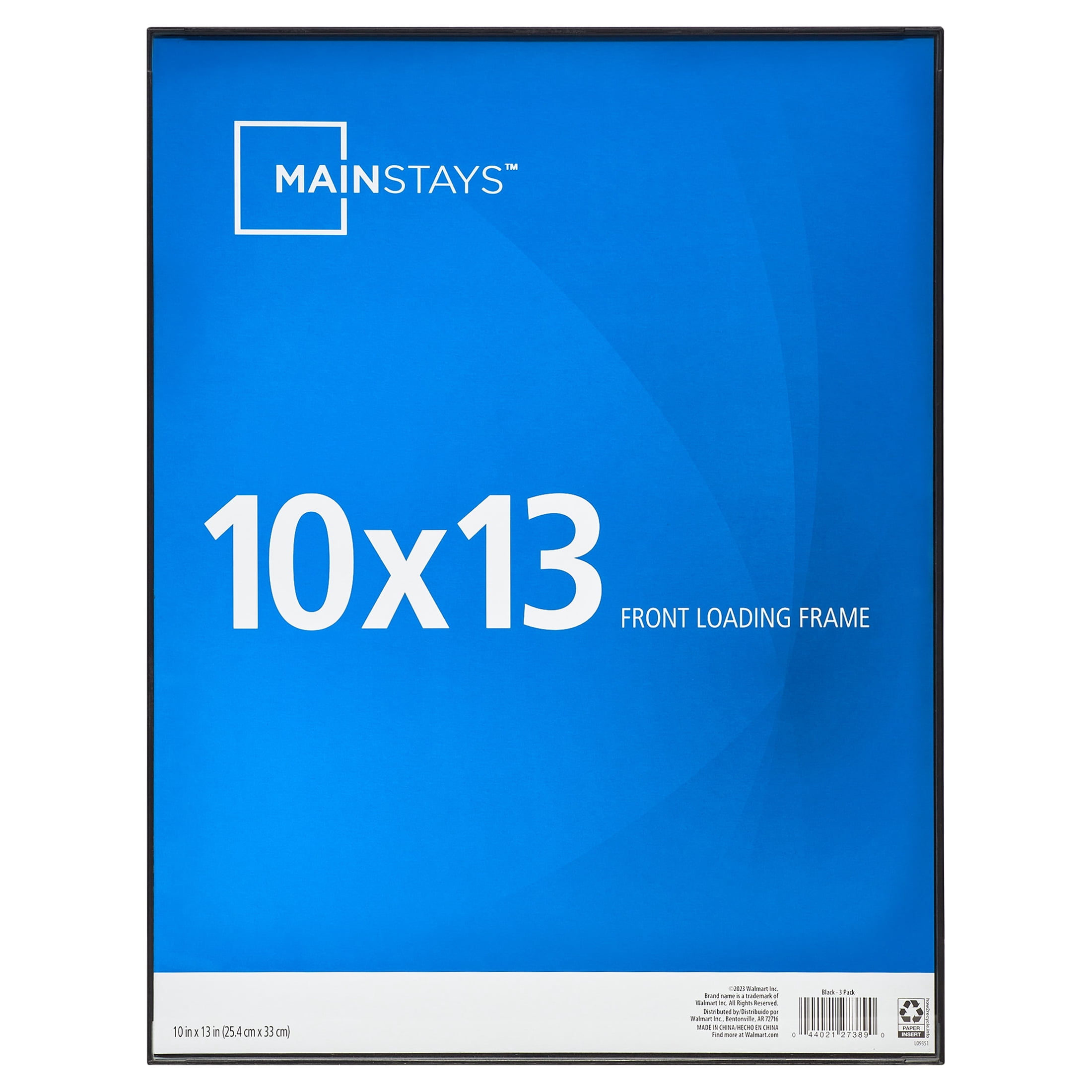 Mainstays 10x13 Front Loading Picture Frame, Set of 3