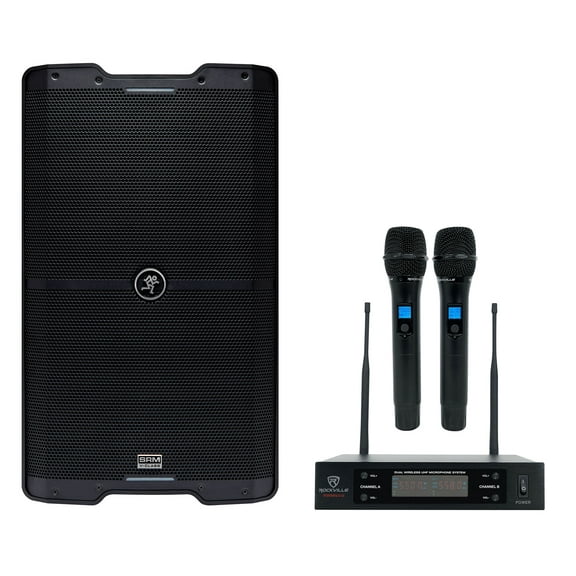 Mackie SRM212 V-Class 12” 2000w Bluetooth Active PA DJ Speaker Wireless UHF Mics