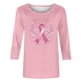 thumbnail image 4 of SwiftWear Women's Breast Cancer Awareness Ribbon 3/4 Length Sleeve Crewneck Graphic Tops Loose Fit Soft Casual Tee Shirts Pink, 4 of 5