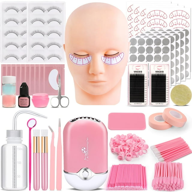 Kit de extensión de pestañas VISCOO para principiantes con cabeza de maniquí