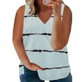 thumbnail image 2 of USSUMA Womens Tops Dressy Casual Summer Sleeveless Striped Color Block Shirts for Women Trendy Plus Size Flowy Tank Tops V Neck T-Shirts Blouses for Women Plus Tunic, 2 of 5