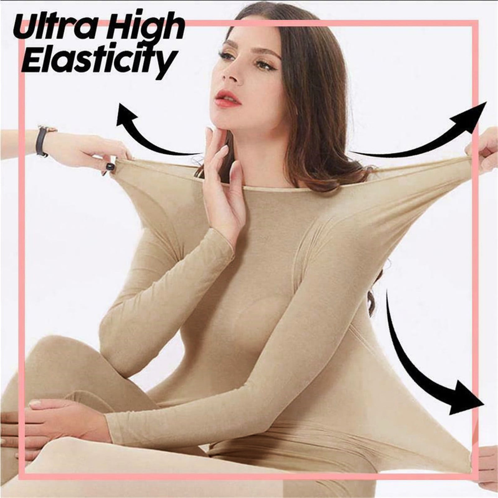 Seamless Elastic Thermals Inner Wear Solid Color Warm Slim Underwear for Winter JIEHED Womens Thermal Underwear Set 