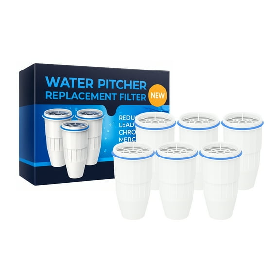 Nispira Water Filter Replacement Compatible with ZeroWater Pitchers and Dispensers ZR-001, ZR-004, ZR-017, ZP010, 5-Stage Filtration System, 6 Pack