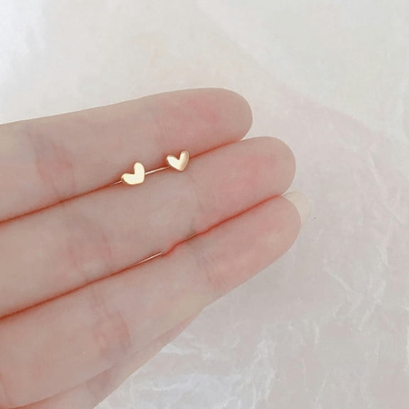HOOUN Mini Small Love Heart Stud Earrings For Women Metal Jewelry Trendy Tiny Ear-Gold