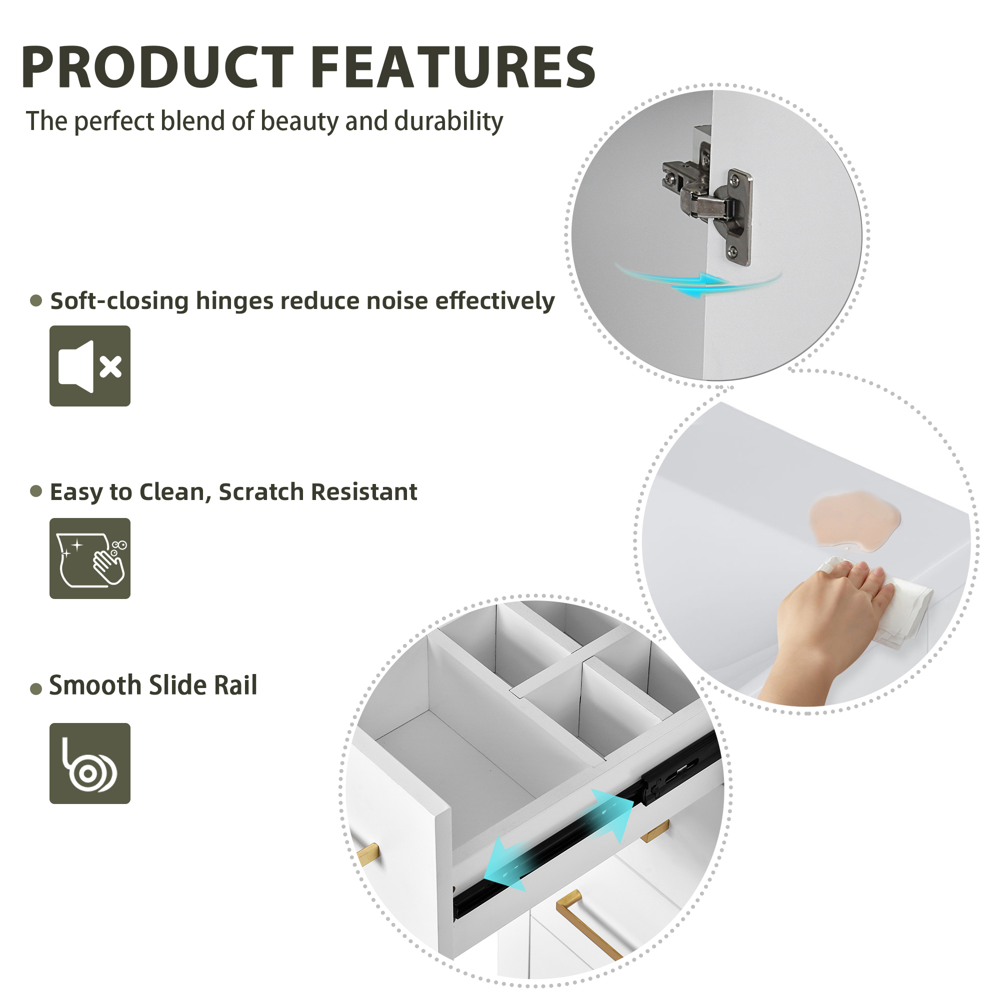 Euroco 72'' Bathroom Vanity with Ceramic Sink (Separate), Solid Wood Frame Bathroom Storage Cabinet, Freestanding Vanity Set with Drawers& Soft Closing Doors
