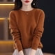 thumbnail image 3 of Suéter de lana 100 % pura para mujer, jersey de punto informal, otoño e invierno, suave y cálido, de lana caliente, manga larga, básico, cuello redondo, 3 of 5