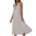 thumbnail image 4 of Snorda Women's Striped Dress Summer Round Neck Sleeveless Striped Solid Color Casual Dress Flowy Sundress Ideal for Daily Wear Beach Vacation & Party, 4 of 7