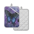 thumbnail image 2 of 2Pack Heat-Resistant Quilted Cotton Potholders - Stylish Kitchen Grips for Hot Pots & Pans Ovens Black Blue Butterfly, 2 of 7