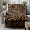 thumbnail image 2 of Leopard Zebra Print Blanket Soft Cozy Warm Throw Blanket for Couch, Plush Fuzzy Flannel Fleece Blankets for Sofa, Vintage Animal Skin Striped Brown Bed Blankets Lightweight Gifts for Women, 50"x60", 2 of 9