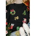 thumbnail image 5 of Women's Black Sequin Christmas Essentials Graphic Crewneck T-Shirt | [ZhiHiMeRi] | (US 20-22)2XL, 5 of 5