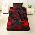 thumbnail image 3 of Erosebridal Letter Monogrammed A Boy Twin Sheet Sets 3pcs,Teens Children Black Red Futuristic Cubes Bedding, 3 of 5