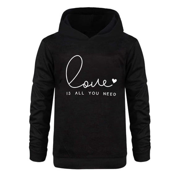 Confree Sweatshirts For Girls Graphic Print Long Sleeve Hoodie Spring Autumn Dailywear Breathable Casual Infant Pullover Top Size 18-24 Months Black