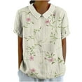 thumbnail image 2 of Womens Tops Short Sleeve Round Neck Printing Casual Cropped Loose Shirt Multicolor M, 2 of 5