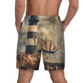 thumbnail image 2 of Lsque Mens Swim Trunks Vintage Nautical Lighthouse Pattern - Bathing Suit Compression Liner - Beach Swim Shorts Swimwear - (S-3XL) - Stretch Quick Dry -Large, 2 of 9
