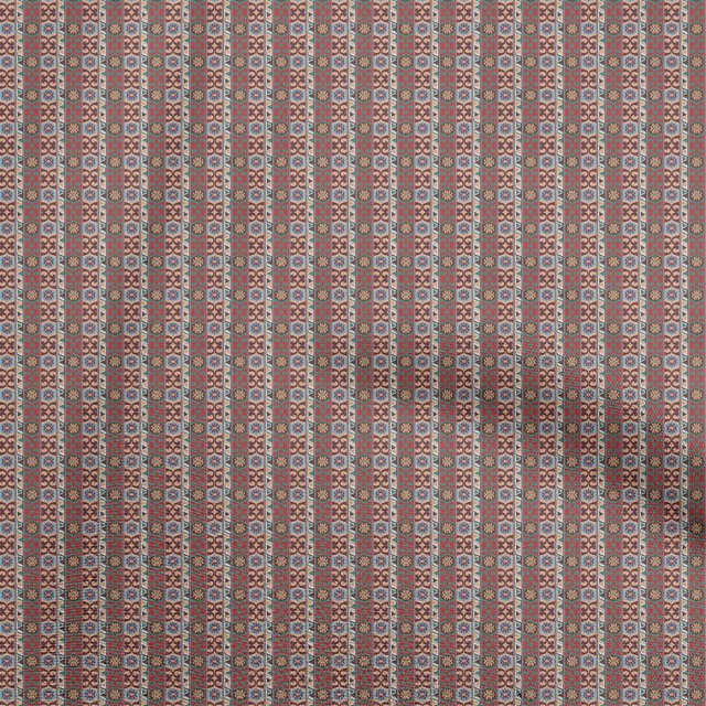 oneOone Polyester Spandex Red Fabric Asian Kilim Craft Projects Decor Fabric Printed By The Yard 56 Inch Wide