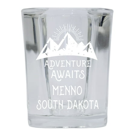 

Menno South Dakota Souvenir Laser Engraved 2 Ounce Square Base Liquor Shot Glass 4-Pack Adventure Awaits Design
