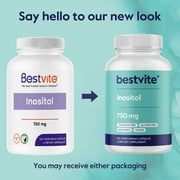BESTVITE Inositol 750 mg as Myo Inositol (120 Vegetarian Capsules) - No Stearates - Vegan - Non GMO - Gluten Free